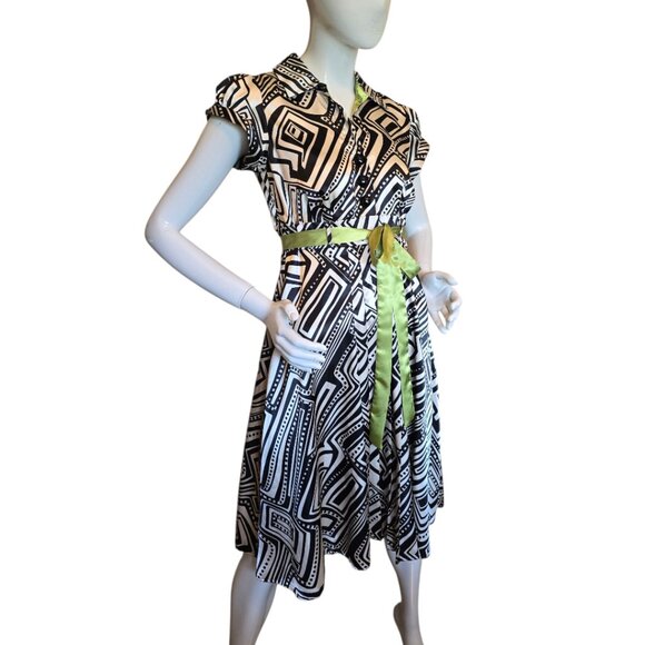 VTG Y2K Geometric Design Dress sz 4 - Picture 4 of 9